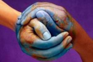 hands with blue paint