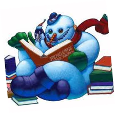 Snømann som leser