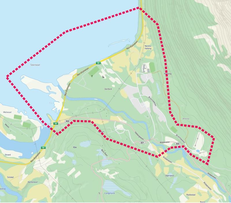 Kart planområde Hatteng