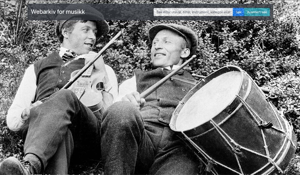 Skjermdump av framsida på det nye webarkivet.