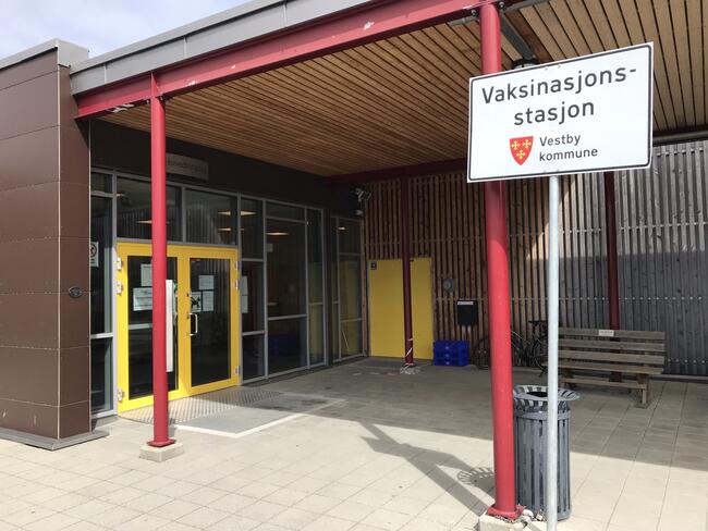Vaksinestasjon Vestby arena Foto: Vestby kommune