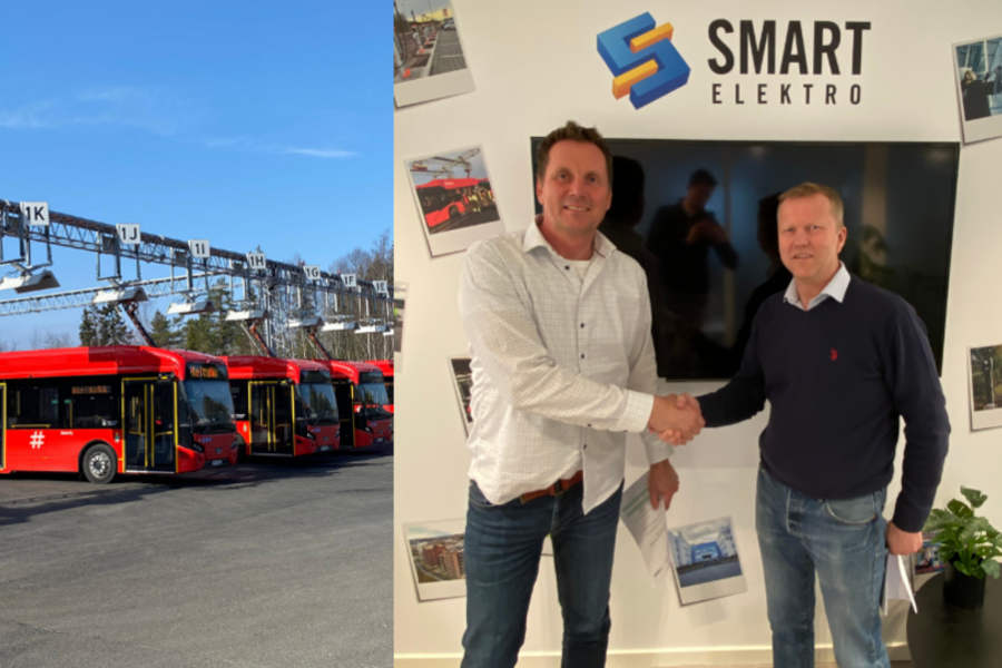 Smart Elektro og Nettpartner har tidligere vært involvert i arbeidet med den nye ladestasjon til Norgesbuss på Rosenholm i Oslo. Foto: Nettpartner.