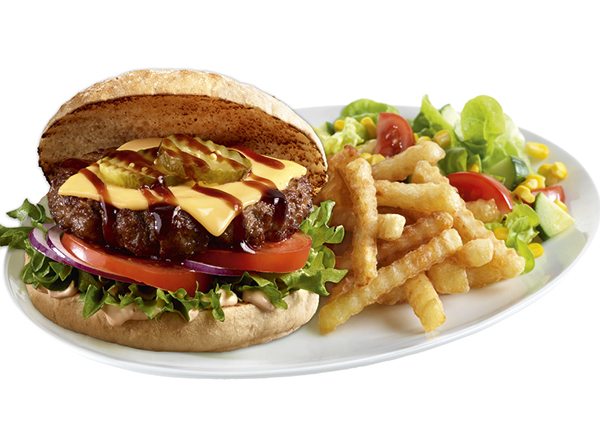 Guormetburger – Stabburet har vært leverandør av kjøtt helt siden åpningen i 1992. Til gourmetburgeren brukes det kun lårkjøtt av ypperste kvalitet.