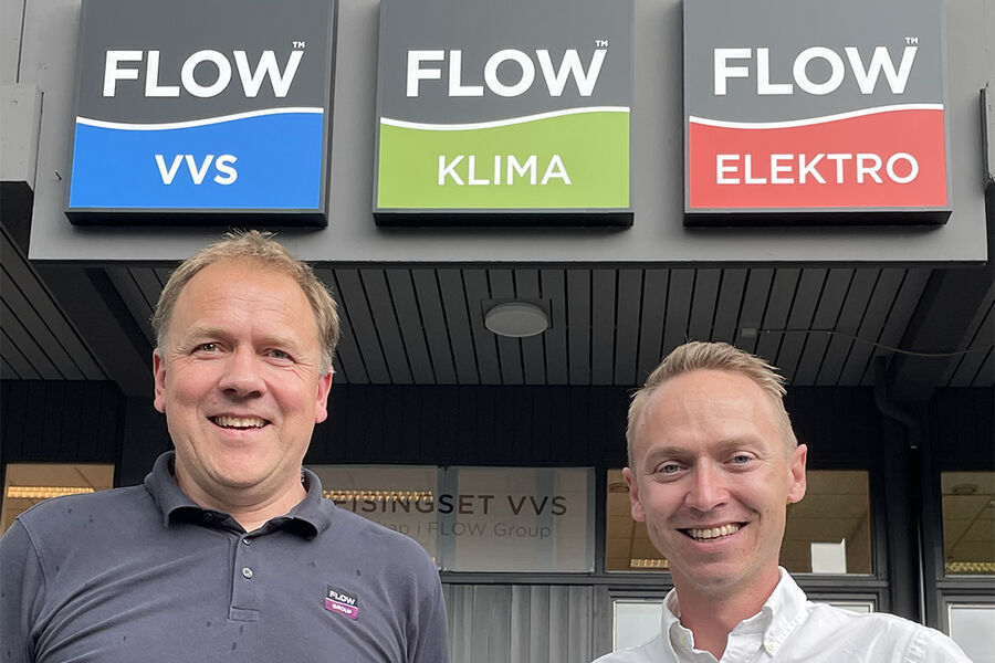 Fra venstre, Mads Meisingset Mathia, styremedlem i FLOW Group, og nyansatt daglig leder i FLOW Klima Oslo, Mathias Spolén Erstad.