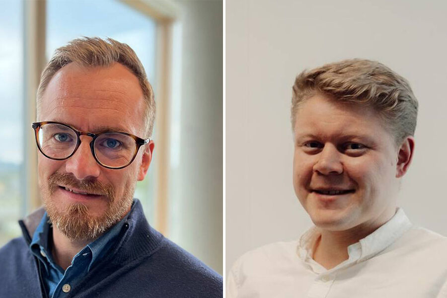 Fra venstre, Thomas Marstrand, leder i avdeling for eiendomsforvaltning og Sondre Leonhardsen, Leder bærekraft og teknologi i Kjeldsberg Eiendomsforvaltning.