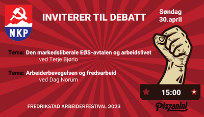 Debatt på Pizzanini i Fredrikstad 30. april kl 15