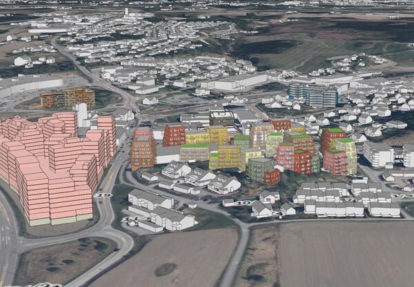 Sentrumsutvikling 3D-kart Illustrasjon: Vestby kommune