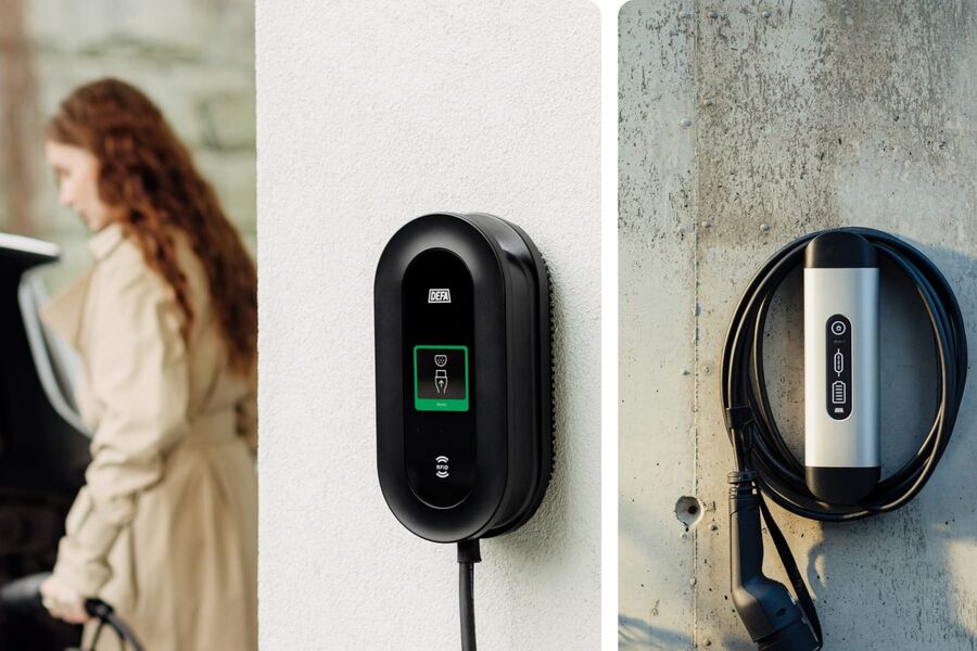 Medlemmer av Norsk Elbilforening kan velge mellom smartladeren DEFA Power eller DEFA Solid, begge med integrert ladekabel. Foto: DEFA
