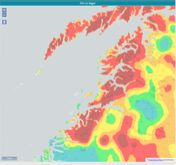 Kart over skogbrannfare i Salten juli 2023