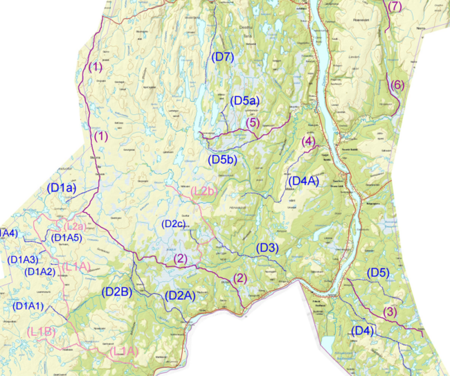 Kart over barmarkstraseer for del av Tana kommune