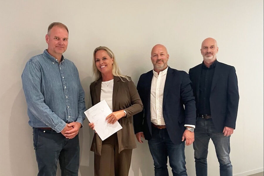 Jørn Larsen, leder Forsyningskjeden Konstel, Hilde Kristoffersen, Adm.dir Kesko, Thomas Jørgensen, Senior Key Account Manager Onninen og Terje Myhre, konsernsjef Konstel.