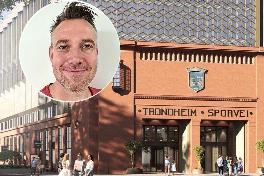 Teknostallen i Trondheim. Innfelt: Erik Hoksrød i Kelvin.