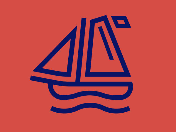Logo, mørkerød og blå