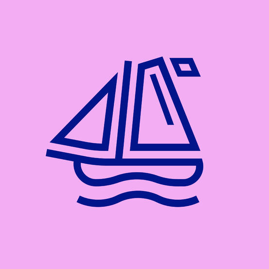 Logo, rosa og blå