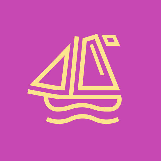 Logo, rosa og gul