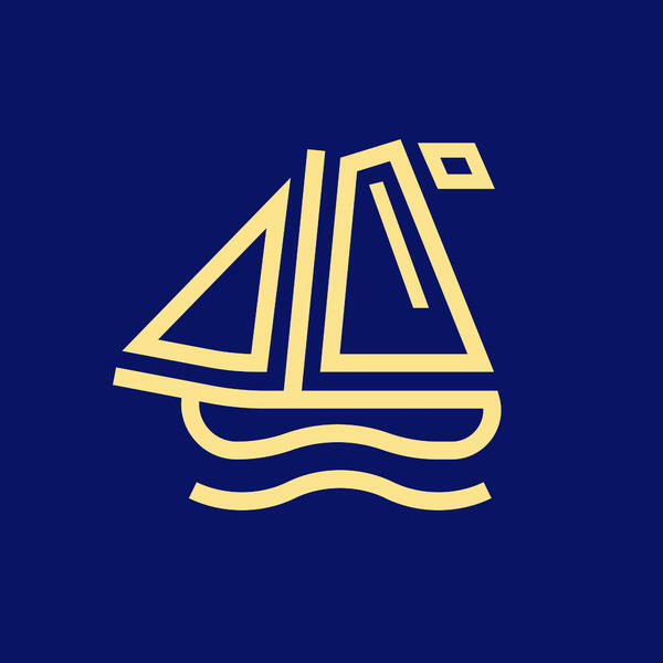Logo, gul og blå