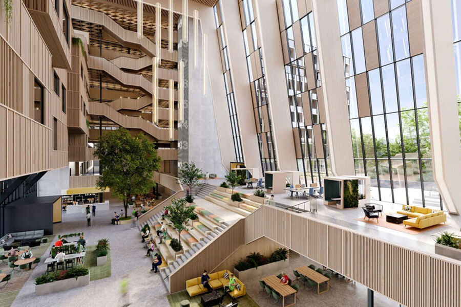 llustrasjon Construction City. Glasshallen i nye Construction City.