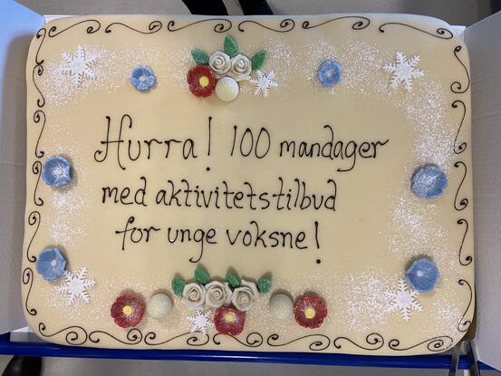 På bildet: Kake fra Lunds bakeri til feiringen.