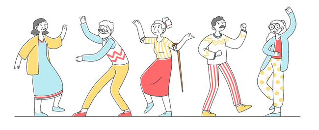 Illustrasjon: Eldre som danser sammen