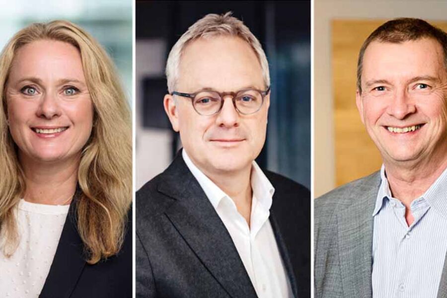 Viseadministrerende direktør Anniken Hauglie i NHO, administrerende direktør i Abelia Øystein Eriksen Søreide og Ove Guttormsen, administrerende direktør i Nelfo. Foto: NHO