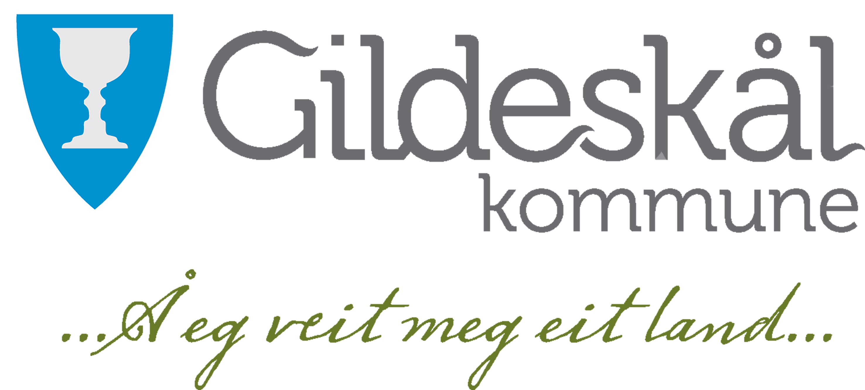 Gildeskål kommunes logo med slagordet Å eg veit meg eit land