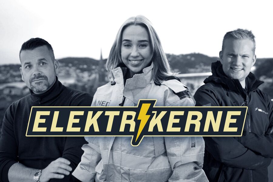 Ideen ble skapt for omtrent ett år siden, og etter en hektisk innspillingsperiode i høst, er det snart klart for lansering av realityserien «Elektrikerne». På bildet ser vi fra venstre Martin Bergersen fra Hako Elektro, Maria Halster Andreassen fra Nedig og Halvard Bøe fra BB Elektro.