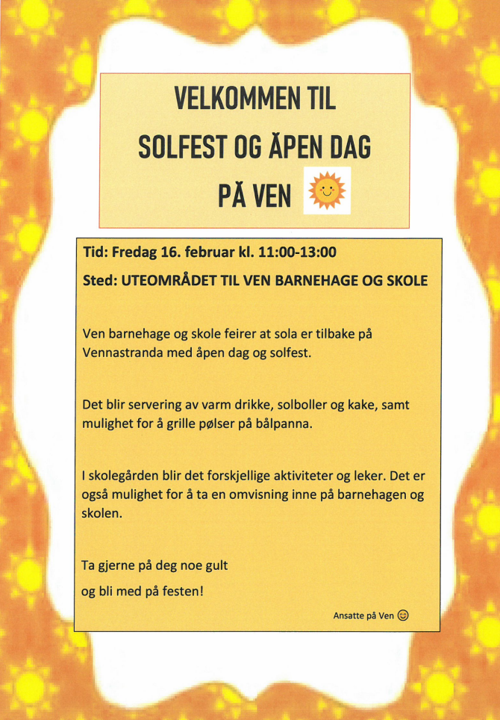 Plakat: Solfest og åpen dag på Ven