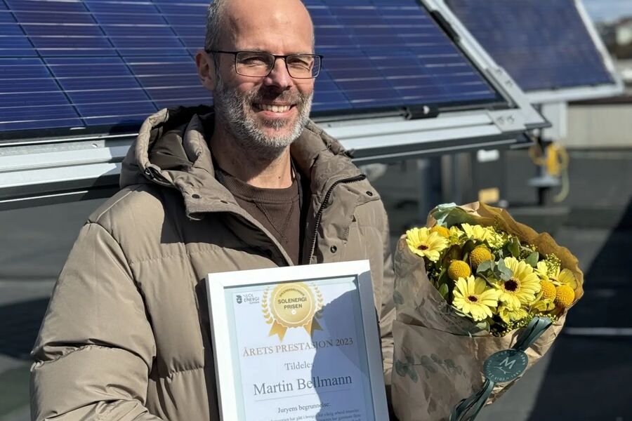 Det ble Martin Bellmann fra SINTEF som stakk av med tittelen “Årets prestasjon”. Foto: Solenergiklyngen.  