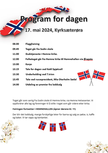 Plakat: Program for 17.mai 2024, Kyrksæterøra