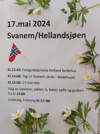 Plakat - 17.mai program Hellandsjøen