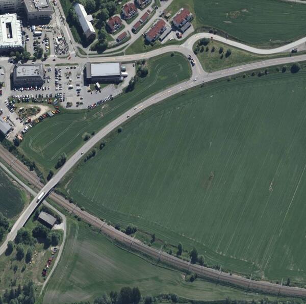 Ikea-jordet Foto: Skråfoto fra kart, Vestby kommune
