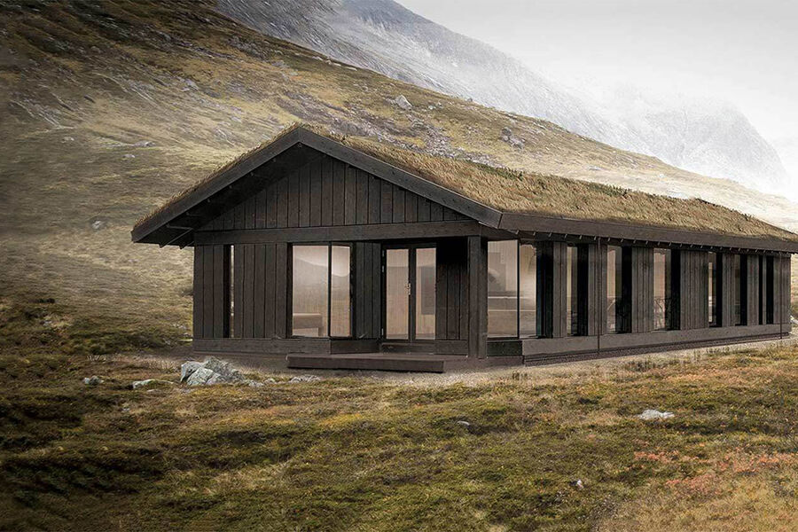 Illustrasjon hytte. Norsk Limtre.