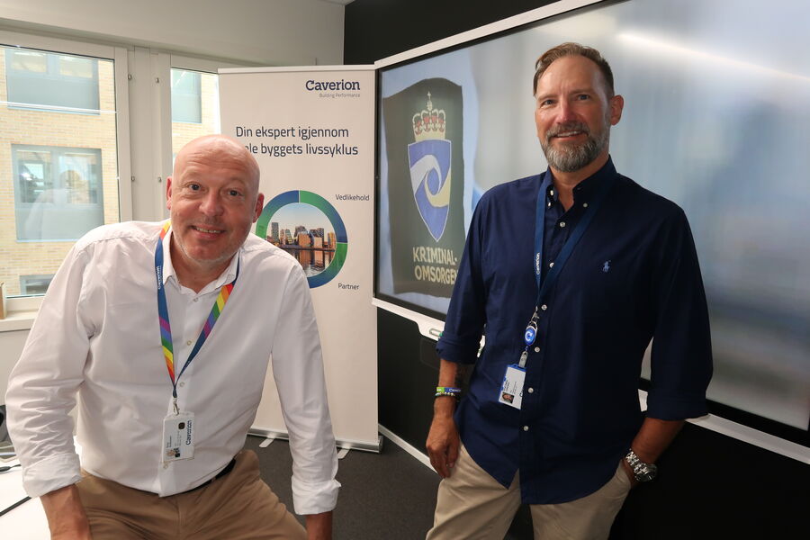Caverion ved leder for forretningsutvikling og salg Roar Andersen og key account manager Knut S. Johansen gleder seg over ny kontrakt med Kriminalomsorgsdirektoratet til en verdi på inntil 200 mill. kr. Foto: Even Rise/Aktuell Sikkerhet