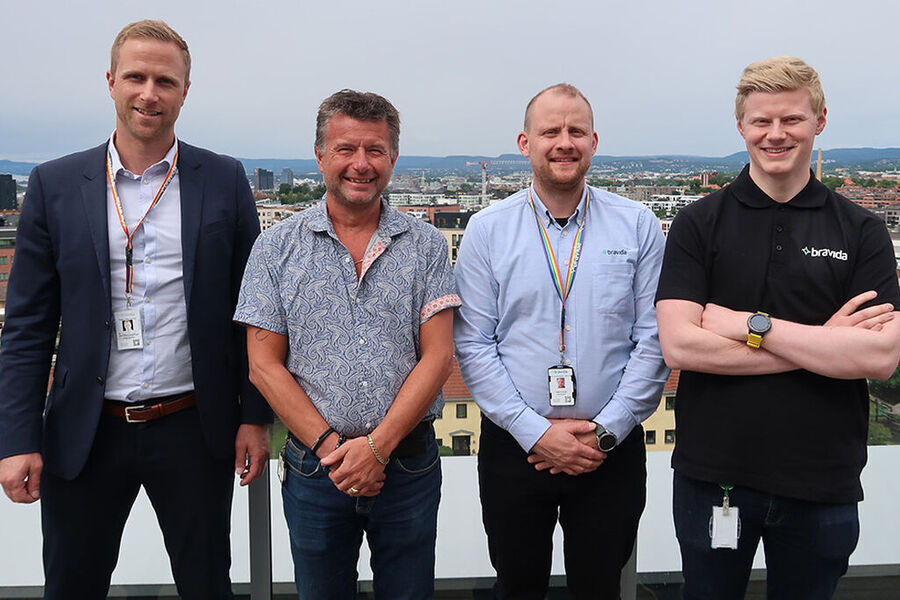 På bildet ser vi, Dag Vidar Kvernbråten (Bravida), Håvard Jakobsen (Oslobygg KF), Espen Granås (Bravida), Jørund Bråten (Bravida)