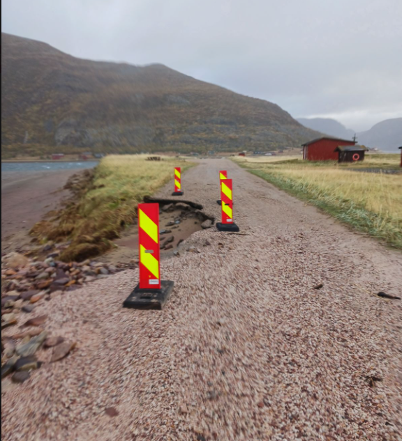 Erosjon Høyholmveien etter uvær og storflo september 2024