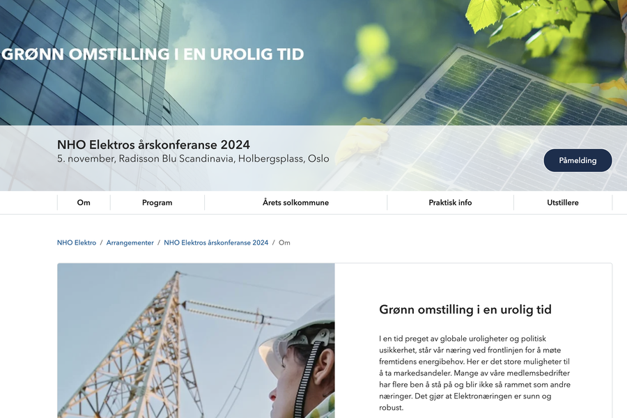 NHO Elektros årskonferanse 2024 finner sted 5. november på Radisson Blu Scandinavia i Oslo.