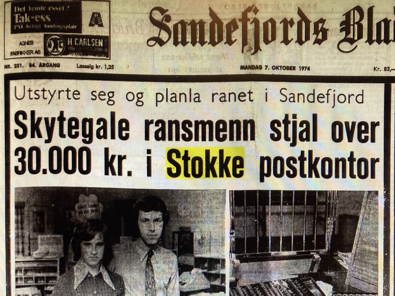 Faksimile fra Sandefjords Blad 7. oktober 1974.