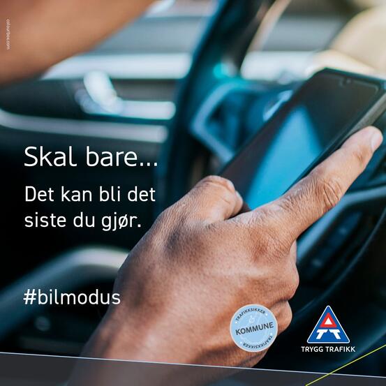 Bilde: TryggTrafikk, bruk bilmodus på mobilen