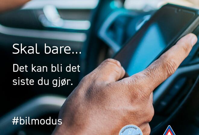 Bilde: TryggTrafikk, bruk bilmodus på mobilen