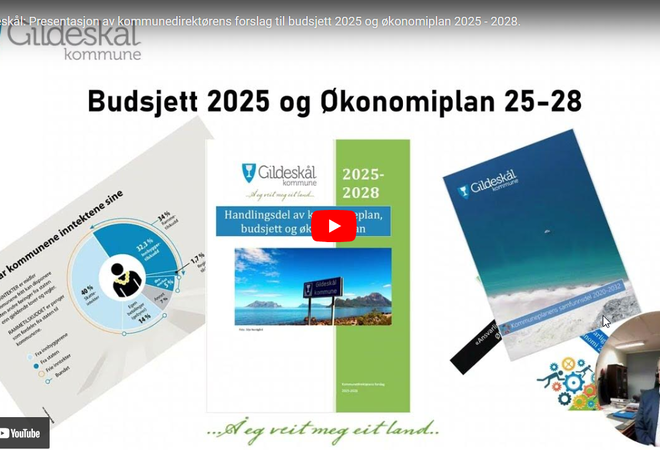 Skjermdump fra youtube. Kommunedirektørens forslag til budsjett 2025.