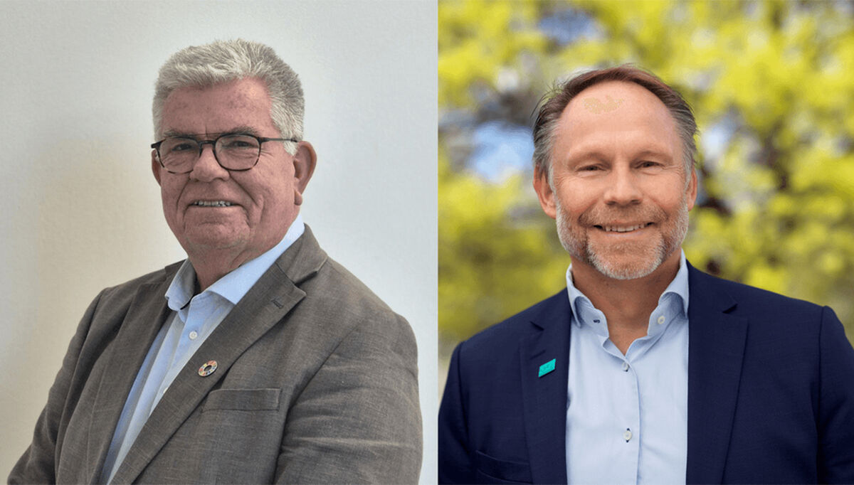 På bildet ser vi fra venstre, Jan Willy Fjellvær, styreleder i Edison Data og Frank Jaegtnes, administrerende direktør i Elektroforeningen.