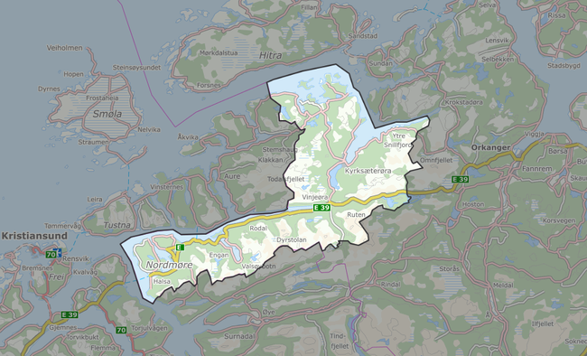 På bildet: Kart over Heim med stedsnavn