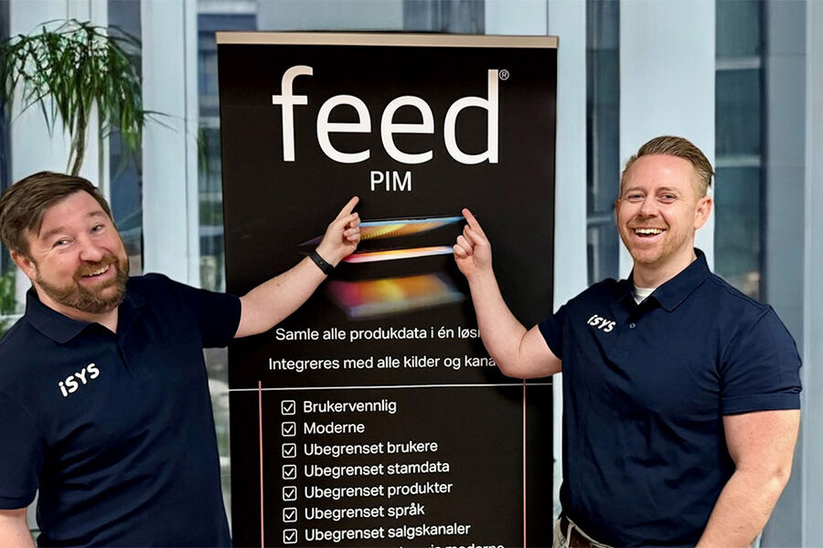 feed er et brukervennlig og fleksibelt PIM-verktøy som benyttes av mange selskaper i ulike bransjer. Her ser vi Odd-Inge Hansen og Johannes Heimtun, begge Customer Cuccess Managers i iSYS AS.