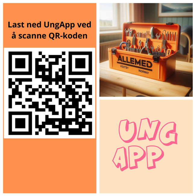 AlleMed-verktøykasse og QR-kode til UngApp