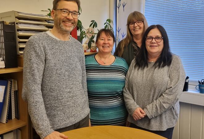 F.v. økonomisjef Magne Wilhelmsen, lønnsmedarbeider Solveig Sommerseth, økonomimedarbeider Karin Olaisen og controller Ann-Heidi Årland.