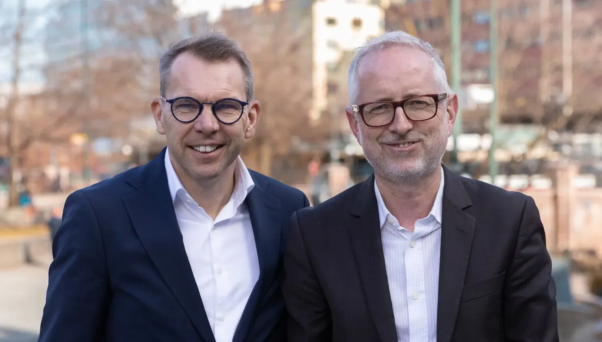 Styreleder Steffen Syvertsen og påtroppende administrerende direktør Bård Vegar Solhjell. Foto: Fornybar Norge