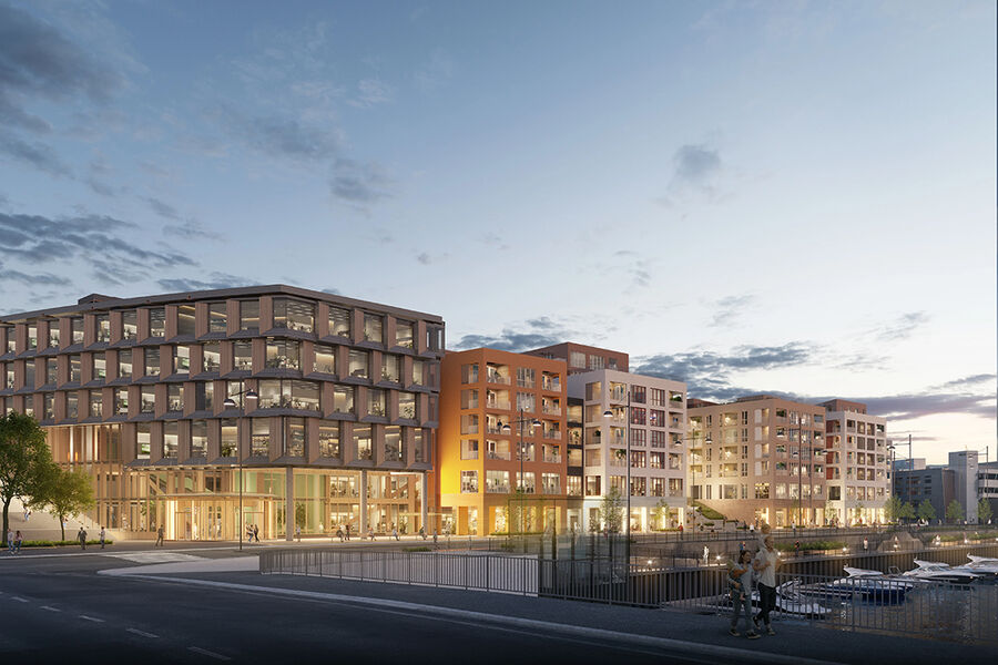 StasjonsKvartalet i Trondheim er et boligprosjekt med hele 234 leiligheter som Veidekke nå skal i gang med på oppdrag fra Bane Nor. Illustrasjon: Sweco StasjonsKvartalet i Trondheim er et boligprosjekt med hele 234 leiligheter som Veidekke nå skal i gang med på oppdrag fra Bane Nor. Illustrasjon: Sweco