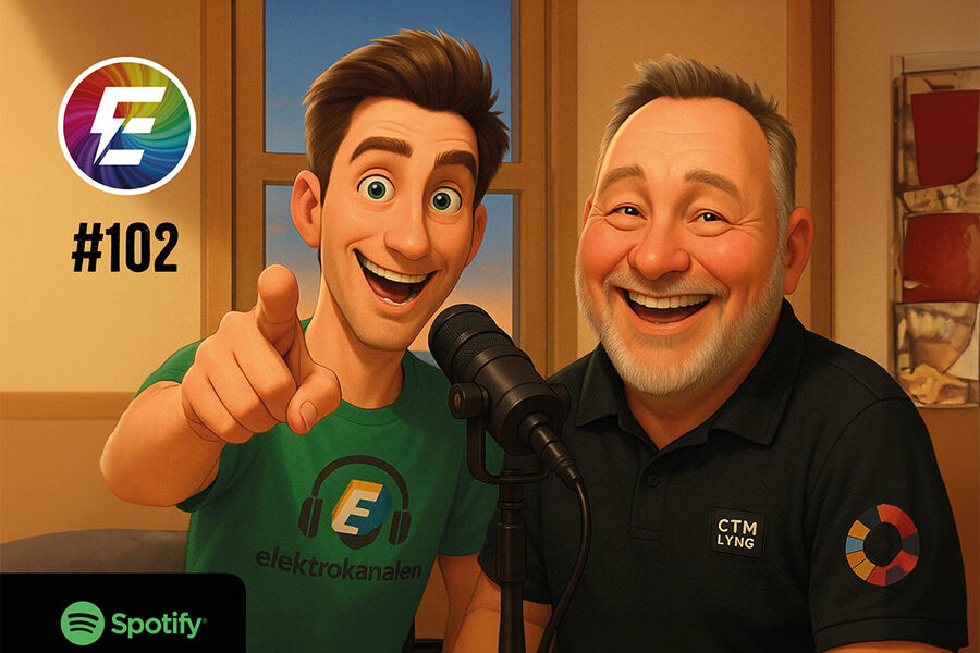 Her ser vi de blide frontfigurene Terje og Brage i podcasten Elektrokanalen, denne gangen i en slags karikaturtegning/bilde.