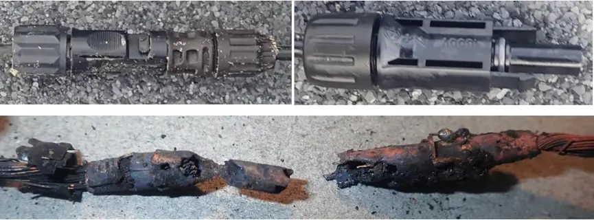 Bruk av tre forskjellige typer DC- plugger på samme kobling - brannutvikling.