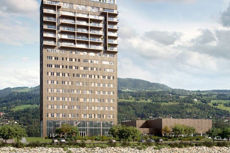 Mjøstårnet i Brumunddal er et av verdens høyeste bygg i tre. Foto: Mjøstårnet